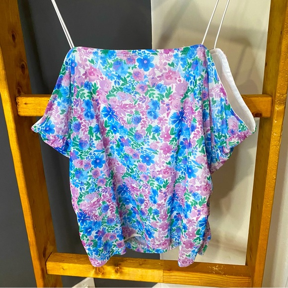 No Boundaries Cinched Mesh Floral Tank Too - Picture 4 of 4